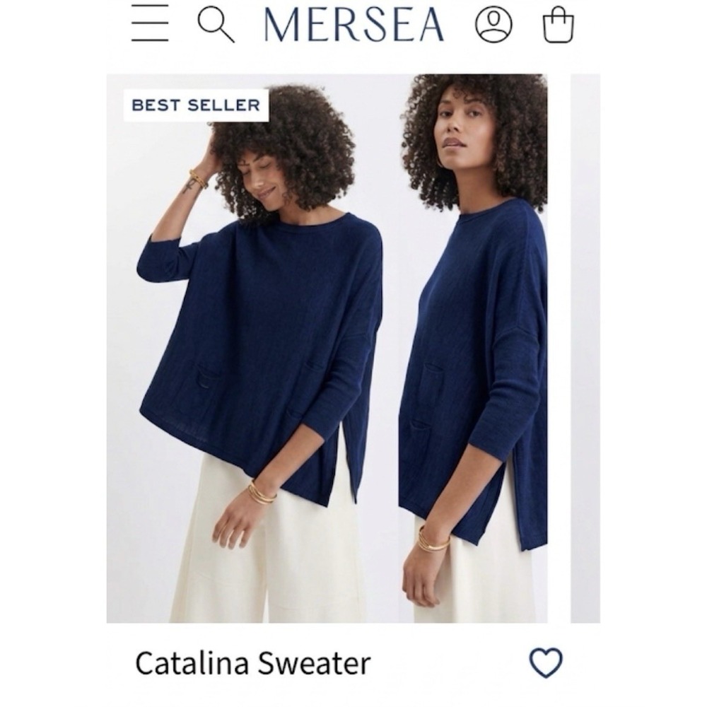 MerSea OS Catalina Oversized Lightweight Knit Pullover‎ Navy Blue Travel Beach